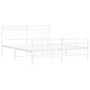 Metal bed frame with headboard and white footboard 150x200 cm by , Beds and slatted bases - Ref: Foro24-373760, Price: 114,36...