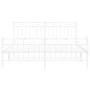 Estructura cama metal con cabecero y estribo blanco 150x200 cm de , Camas y somieres - Ref: Foro24-373760, Precio: 114,36 €, ...