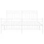 Metal bed frame with headboard and white footboard 150x200 cm by , Beds and slatted bases - Ref: Foro24-373760, Price: 114,36...