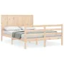 Bed frame with solid wood headboard 140x190 cm by , Beds and slatted bases - Ref: Foro24-3194486, Price: 147,70 €, Discount: %