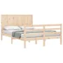 Bed frame with solid wood headboard 140x190 cm by , Beds and slatted bases - Ref: Foro24-3194486, Price: 147,70 €, Discount: %