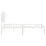Metal bed frame with white headboard 135x190 cm by vidaXL, Beds and slatted bases - Ref: Foro24-373837, Price: 94,68 €, Disco...