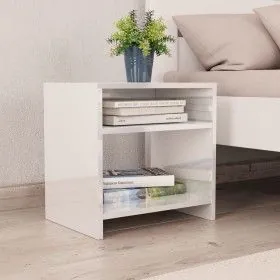 Glossy white plywood nightstand 40x30x40 cm by vidaXL, Nightstands - Ref: Foro24-800021, Price: 32,25 €, Discount: %