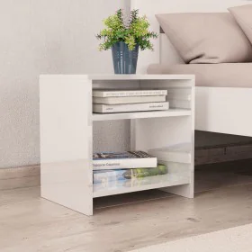 Mesita de noche madera contrachapada blanco brillo 40x30x40 cm de vidaXL, Mesitas de noche - Ref: Foro24-800021, Precio: 32,2...