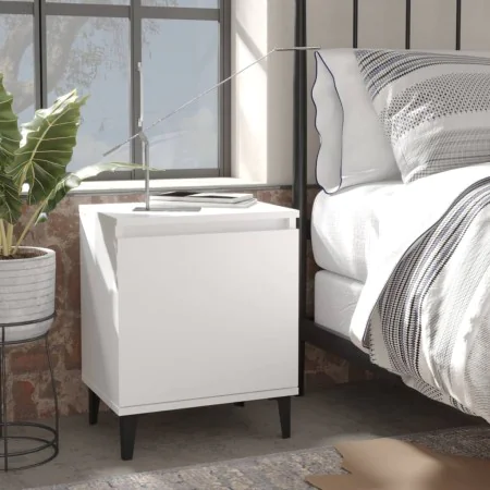 Mesitas de noche con patas de metal blanco 40x30x50 cm de vidaXL, Mesitas de noche - Ref: Foro24-805834, Precio: 50,94 €, Des...