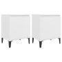 Mesitas de noche con patas de metal blanco 40x30x50 cm de vidaXL, Mesitas de noche - Ref: Foro24-805834, Precio: 50,94 €, Des...