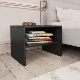 Schwarzer Nachttisch aus Sperrholz, 40 x 30 x 30 cm von vidaXL, Nachttische - Ref: Foro24-800065, Preis: 26,22 €, Rabatt: %