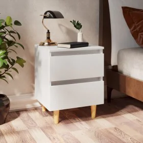 Mesitas de noche 2 uds patas madera maciza blanco 40x35x50 cm de vidaXL, Mesitas de noche - Ref: Foro24-805852, Precio: 76,12...