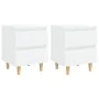 Mesitas de noche 2 uds patas madera maciza blanco 40x35x50 cm de vidaXL, Mesitas de noche - Ref: Foro24-805852, Precio: 72,99...