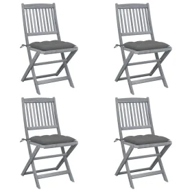 Folding garden chairs 4 pcs cushions solid acacia wood by vidaXL, Garden chairs - Ref: Foro24-3064579, Price: 203,40 €, Disco...