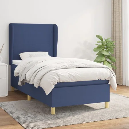 Box spring bed with blue fabric mattress 90x190 cm by vidaXL, Beds and slatted bases - Ref: Foro24-3128331, Price: 326,66 €, ...