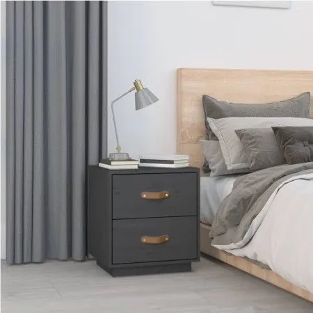 Solid gray pine wood bedside table 40x34x45 cm by vidaXL, Nightstands - Ref: Foro24-818329, Price: 53,94 €, Discount: %