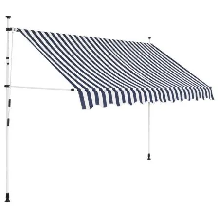 Blue and white striped manual retractable awning 300 cm by vidaXL, Awnings - Ref: Foro24-43222, Price: 78,60 €, Discount: %