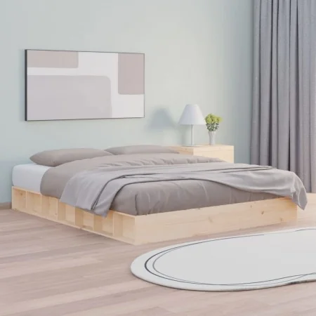 Solid wood bed frame 140x200 cm by , Beds and slatted bases - Ref: Foro24-820676, Price: 135,06 €, Discount: %