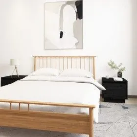 Nachttische 2 Stück aus massivem schwarzem Kiefernholz 35x34x32 cm von vidaXL, Nachttische - Ref: Foro24-813404, Preis: 50,38...
