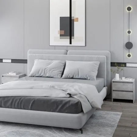 Bedside tables 2 units engineered wood gray concrete by vidaXL, Nightstands - Ref: Foro24-809854, Price: 71,69 €, Discount: %