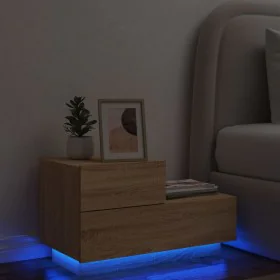 Bedside table with Sonoma oak LED lights 70x36x40.5 cm by , Nightstands - Ref: Foro24-836779, Price: 70,26 €, Discount: %