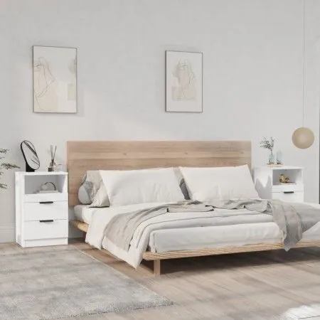 Bedside tables 2 units plywood white color by vidaXL, Nightstands - Ref: Foro24-811233, Price: 100,35 €, Discount: %