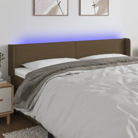 Dark brown fabric headboard with LED 203x16x78/88 cm by , Headboards and footboards - Ref: Foro24-3122981, Price: 73,81 €, Di...