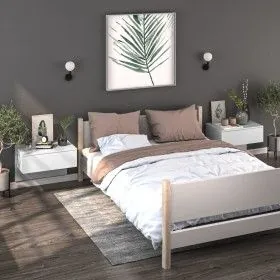 Wall bedside tables 2 units glossy white by vidaXL, Nightstands - Ref: Foro24-810948, Price: 71,38 €, Discount: %