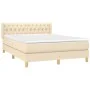 Box spring bed with cream fabric mattress 140x190 cm by , Beds and slatted bases - Ref: Foro24-3130510, Price: 430,76 €, Disc...