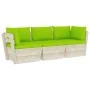 Sofá de palets de jardín 3 plazas con cojines madera de abeto by vidaXL, Garden sets - Ref: Foro24-3063407, Price: 240,00 €, ...