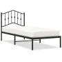 Bed frame with black metal headboard 90x200 cm by , Beds and slatted bases - Ref: Foro24-373782, Price: 67,02 €, Discount: %