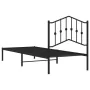 Bed frame with black metal headboard 90x200 cm by , Beds and slatted bases - Ref: Foro24-373782, Price: 67,02 €, Discount: %