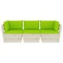 Sofá de palets de jardín 3 plazas con cojines madera de abeto by vidaXL, Garden sets - Ref: Foro24-3063407, Price: 240,00 €, ...