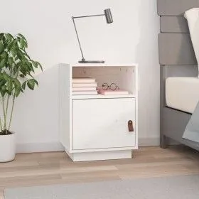 Solid white pine wood bedside table 40x34x55 cm by vidaXL, Nightstands - Ref: Foro24-818317, Price: 41,30 €, Discount: %
