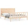 Bed frame with solid wood headboard 160x200 cm by , Beds and slatted bases - Ref: Foro24-3192761, Price: 165,37 €, Discount: %