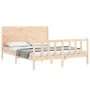 Bed frame with solid wood headboard 160x200 cm by , Beds and slatted bases - Ref: Foro24-3192761, Price: 165,37 €, Discount: %