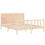 Bed frame with solid wood headboard 160x200 cm by , Beds and slatted bases - Ref: Foro24-3192761, Price: 165,37 €, Discount: %