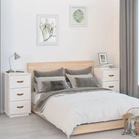 Nachttische 2 Stück aus massivem weißem Kiefernholz 40x40x75 cm von vidaXL, Nachttische - Ref: Foro24-818338, Preis: 136,61 €...
