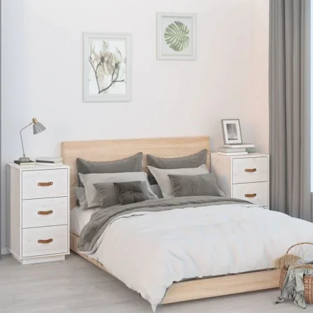 Mesitas de noche 2 uds madera maciza pino blanco 40x40x75 cm de vidaXL, Mesitas de noche - Ref: Foro24-818338, Precio: 136,61...