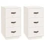 Nachttische 2 Stück aus massivem weißem Kiefernholz 40x40x75 cm von vidaXL, Nachttische - Ref: Foro24-818338, Preis: 136,61 €...