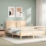 Bed frame with solid wood headboard 160x200 cm by , Beds and slatted bases - Ref: Foro24-3194776, Price: 156,99 €, Discount: %