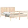 Bed frame with solid wood headboard 160x200 cm by , Beds and slatted bases - Ref: Foro24-3194776, Price: 156,99 €, Discount: %