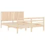 Bed frame with solid wood headboard 160x200 cm by , Beds and slatted bases - Ref: Foro24-3194776, Price: 156,99 €, Discount: %