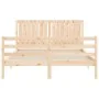 Bed frame with solid wood headboard 160x200 cm by , Beds and slatted bases - Ref: Foro24-3194776, Price: 156,99 €, Discount: %