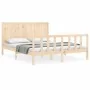 Bed frame with solid wood headboard 160x200 cm by , Beds and slatted bases - Ref: Foro24-3192631, Price: 163,22 €, Discount: %