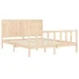 Bed frame with solid wood headboard 160x200 cm by , Beds and slatted bases - Ref: Foro24-3192631, Price: 163,22 €, Discount: %