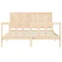 Bed frame with solid wood headboard 160x200 cm by , Beds and slatted bases - Ref: Foro24-3192631, Price: 163,22 €, Discount: %