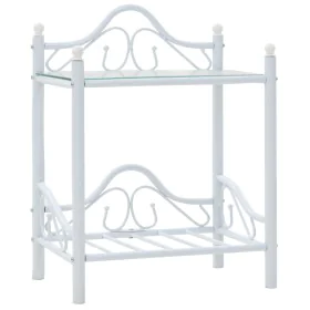 Steel and tempered glass bedside table 45x30.5x60 cm white by vidaXL, Nightstands - Ref: Foro24-246728, Price: 45,30 €, Disco...