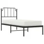 Bed frame with black metal headboard 80x200 cm by , Beds and slatted bases - Ref: Foro24-373878, Price: 67,84 €, Discount: %