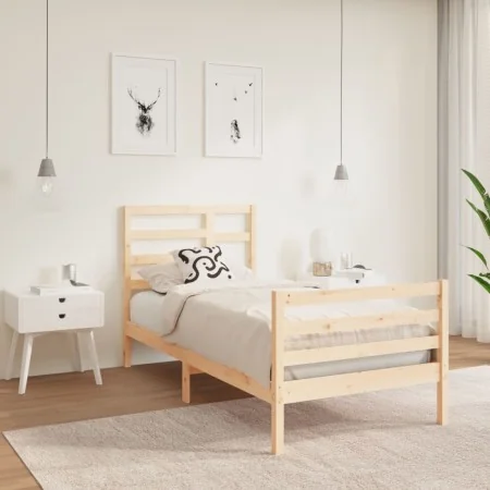 Solid wood bed frame 75x190 cm by , Beds and slatted bases - Ref: Foro24-3105820, Price: 87,63 €, Discount: %