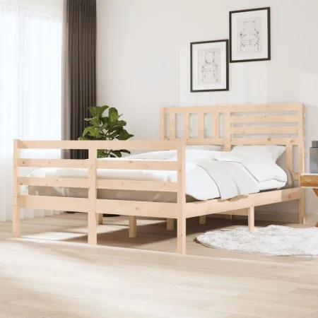 Solid wood bed frame 140x190 cm by , Beds and slatted bases - Ref: Foro24-3101068, Price: 132,91 €, Discount: %