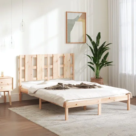 Solid pine wood bed frame 140x190 cm by , Beds and slatted bases - Ref: Foro24-3105580, Price: 113,86 €, Discount: %