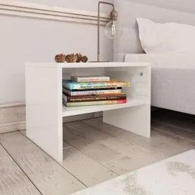 Nachttisch aus glänzend weißem Sperrholz, 40 x 30 x 30 cm von vidaXL, Nachttische - Ref: Foro24-800075, Preis: 28,06 €, Rabat...