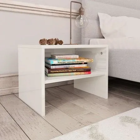 Nachttisch aus glänzend weißem Sperrholz, 40 x 30 x 30 cm von vidaXL, Nachttische - Ref: Foro24-800075, Preis: 28,06 €, Rabat...